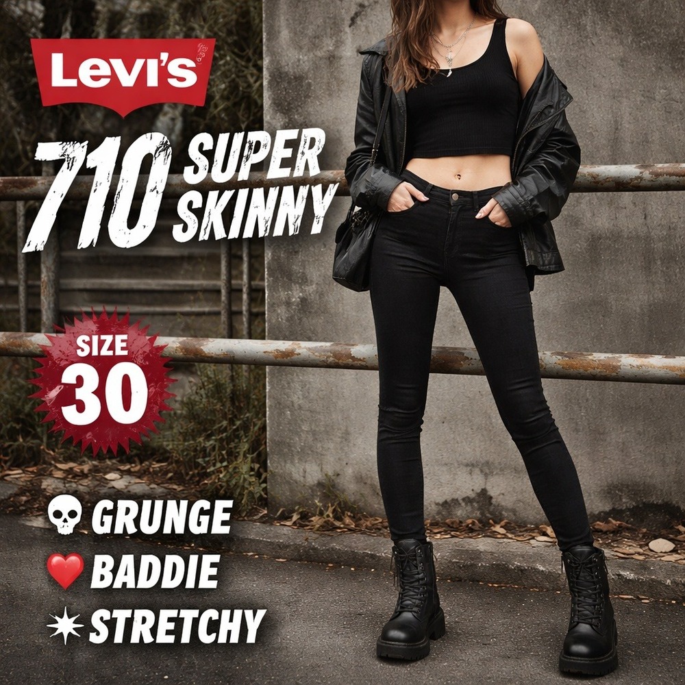 **Listing TiLevi's 710 Super Skinny Black Jeans Women's 30 Grunge Stretch Denim‎